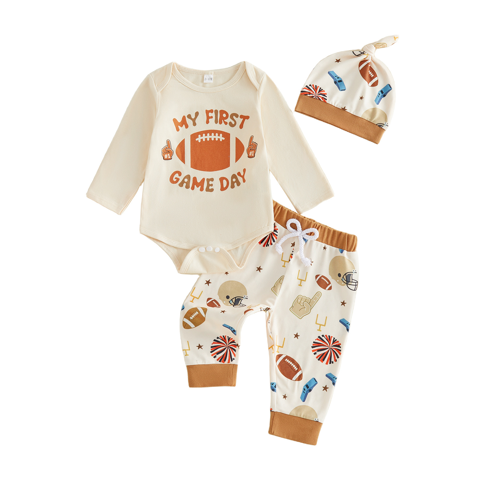 Infant And Toddler Cotton Long-sleeve T-shirt With A Rugby Print photo 3
