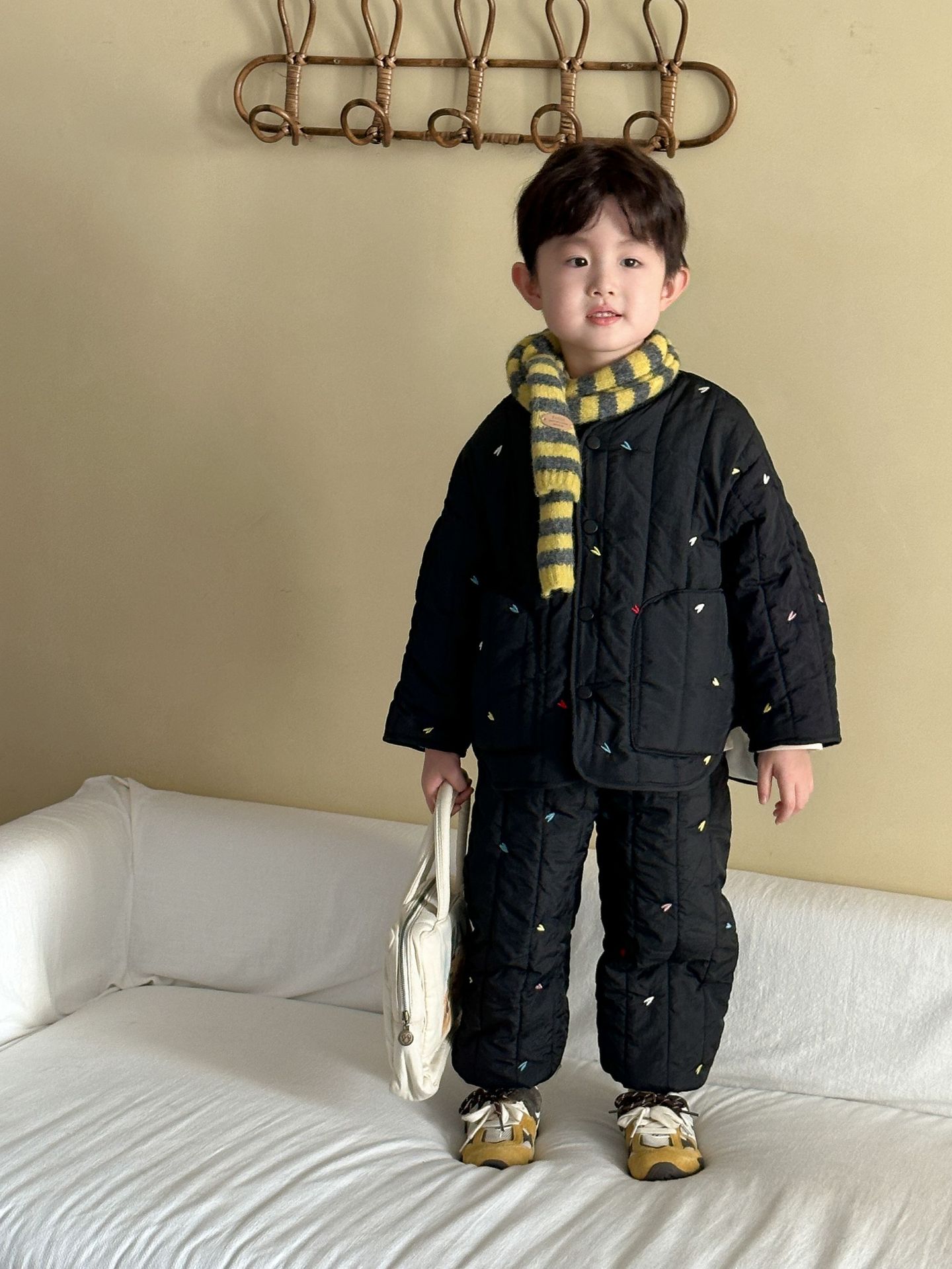 Childrens Cotton-padded Set Fleece-lined Warm Clothing photo 5