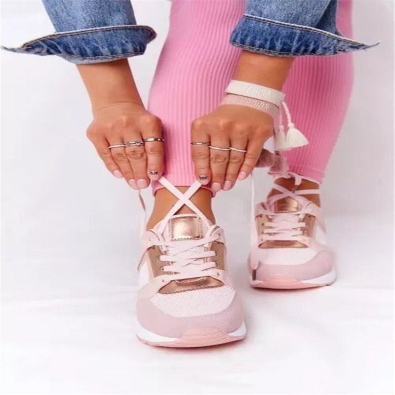 Plus Size Casual Platform Dad Shoes Lace-up Wedge Sports Women photo 5