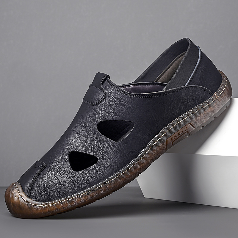 Men's Handmade Casual Leather Shoes Men's Perforated Breathable Style photo 4