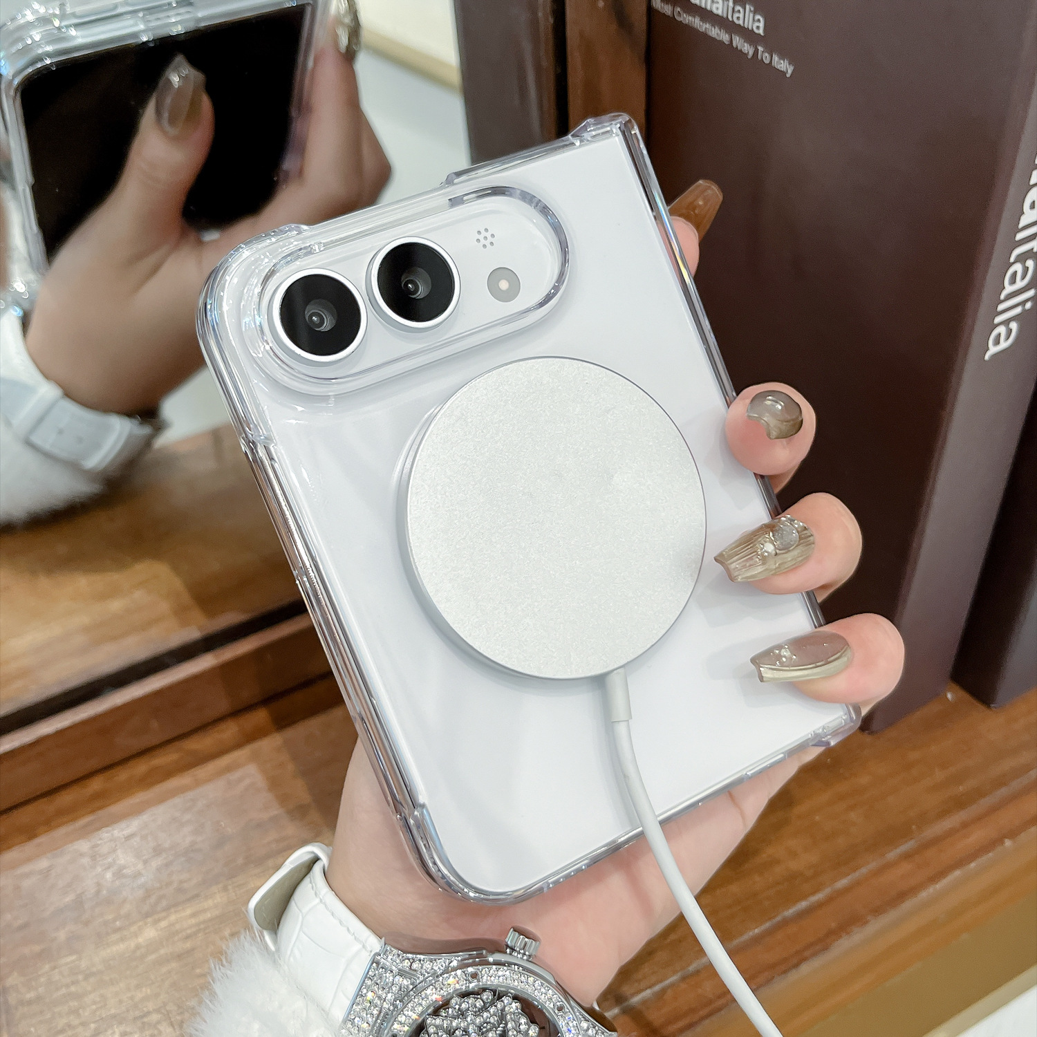 Transparent Magnetic Folding All-around Phone Case photo 5