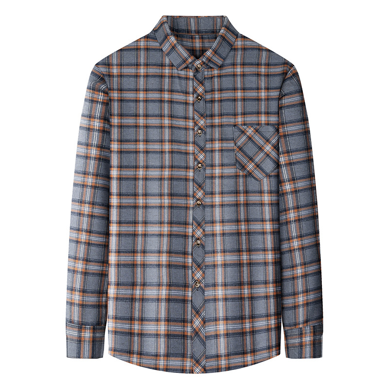 Breathable Fashionable Plaid Long-sleeve Printed Shirt For Middle-aged Men photo 2