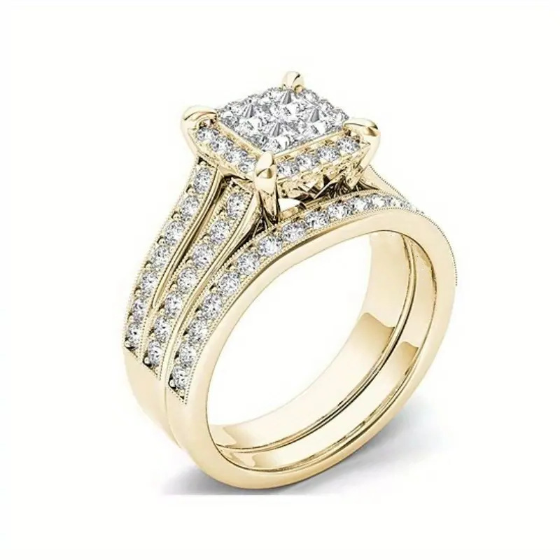 Gold-plated Zircon-inlaid Ring For Women photo 5