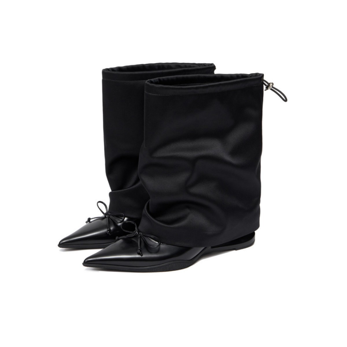 Black Wedge-heeled High-heel Ankle Boots With Straps Slim-fit Boots In British Style For Women Lace-up photo 3