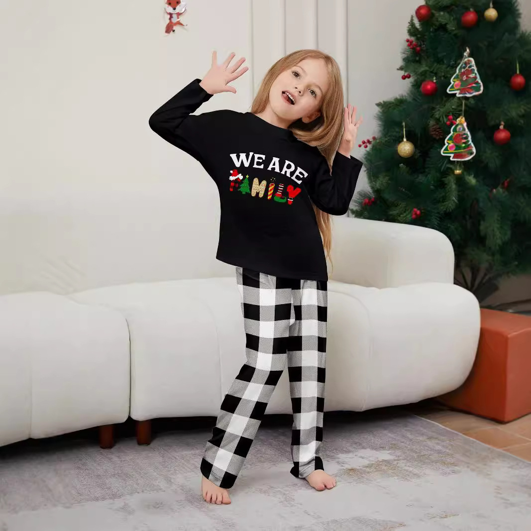 Long Sleeve Trousers Letter Printing Plaid Home Wear photo 3