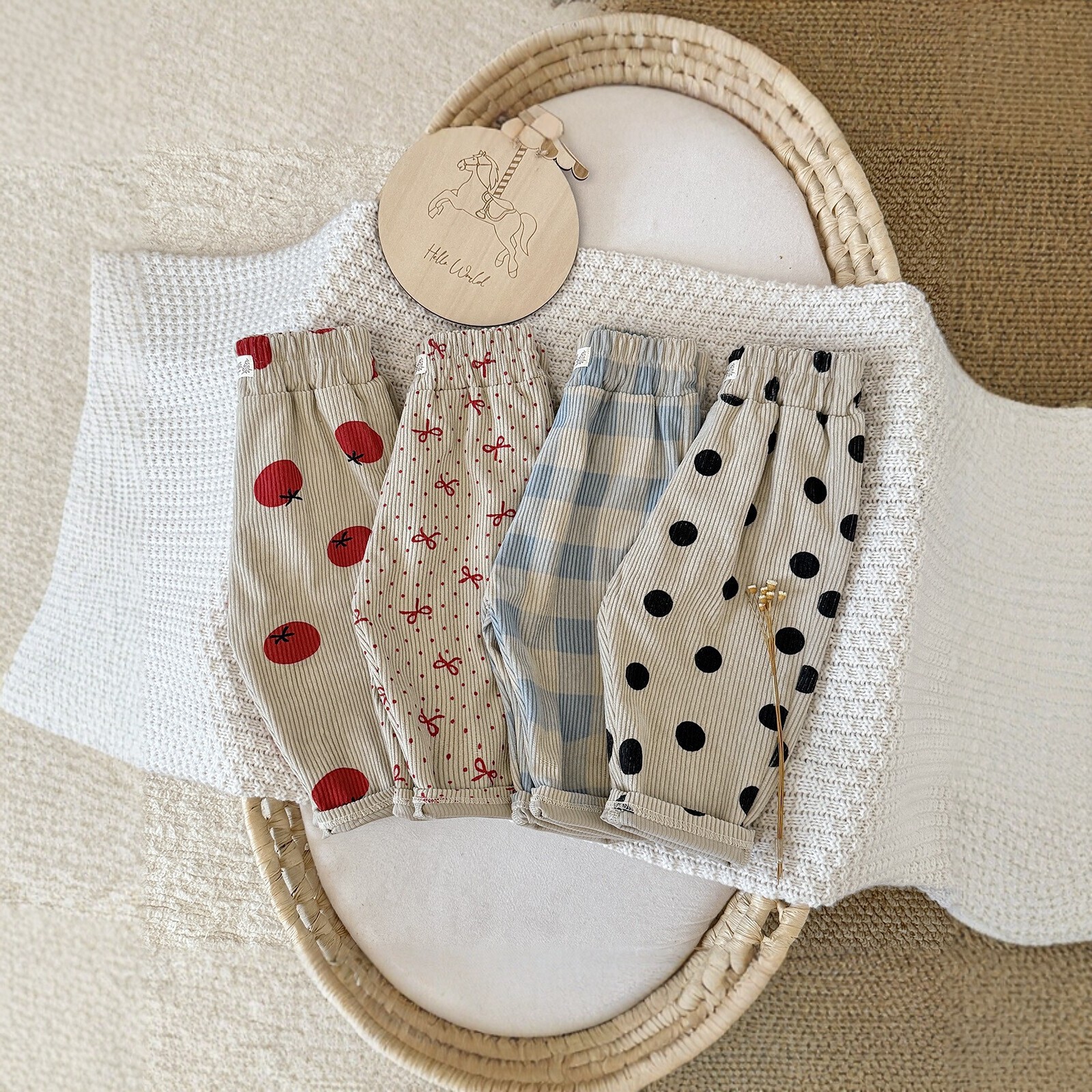 Girls Polka-dot Plaid Loose-fitting Carrot Pants photo 1
