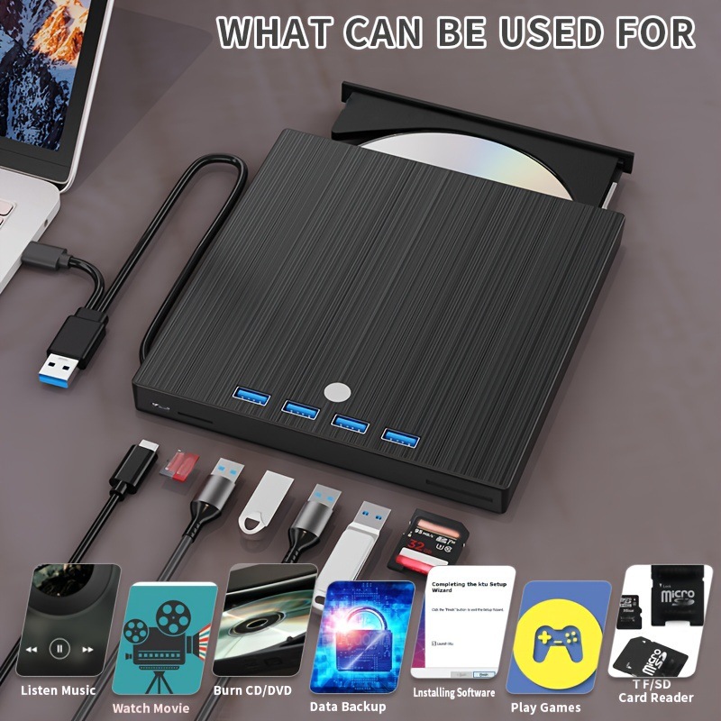 External DVD Burner TYPE-C Multi-function CD Disc Drive Extended Optical Drive photo 5