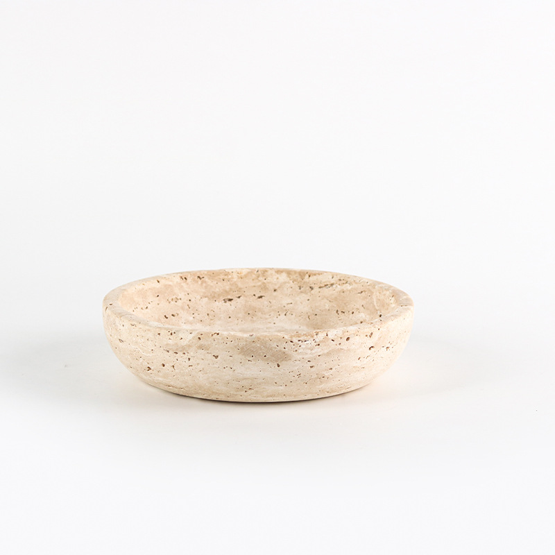Light Luxury Simple Geometric Round Anti-Hole Stone Resin Fruit Plate photo 5