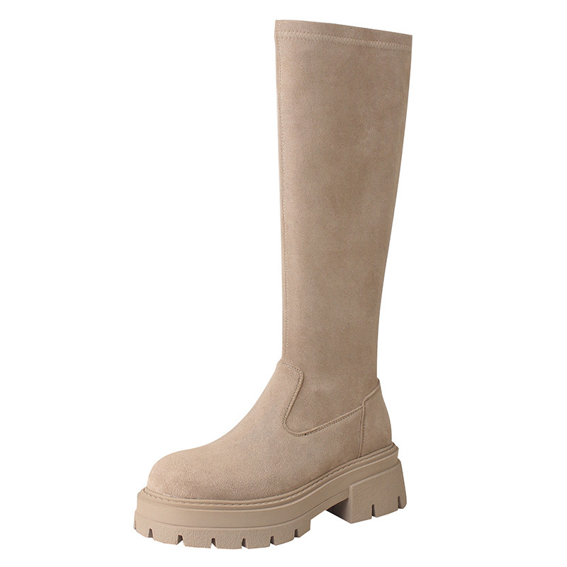 New Womens Mid-heel Stretchy Tall Boots photo 6