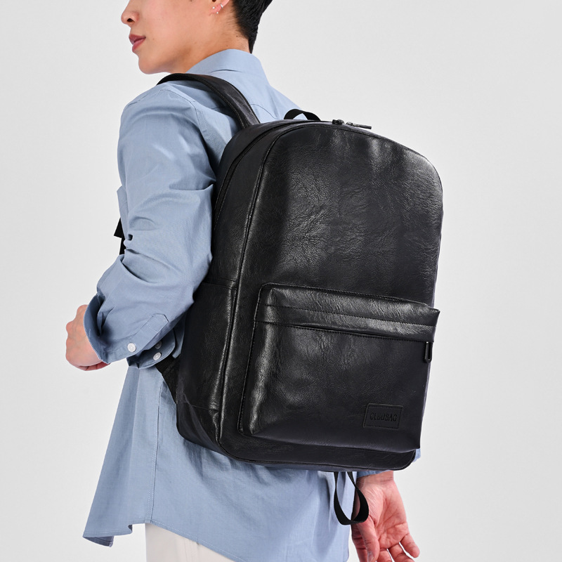PU Leather Backpack Mens Large-capacity School Bag photo 4