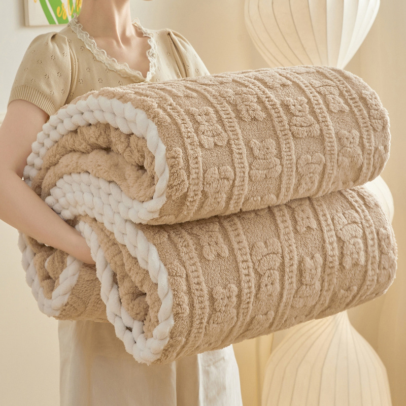 Soft, Skin-friendly Milk Velvet Single-layer Blanket With 3D Embossed Design photo 6