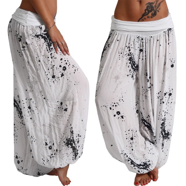 Women's Casual Loose Wide-Leg Pants With Digital Print And Drawstring photo 4