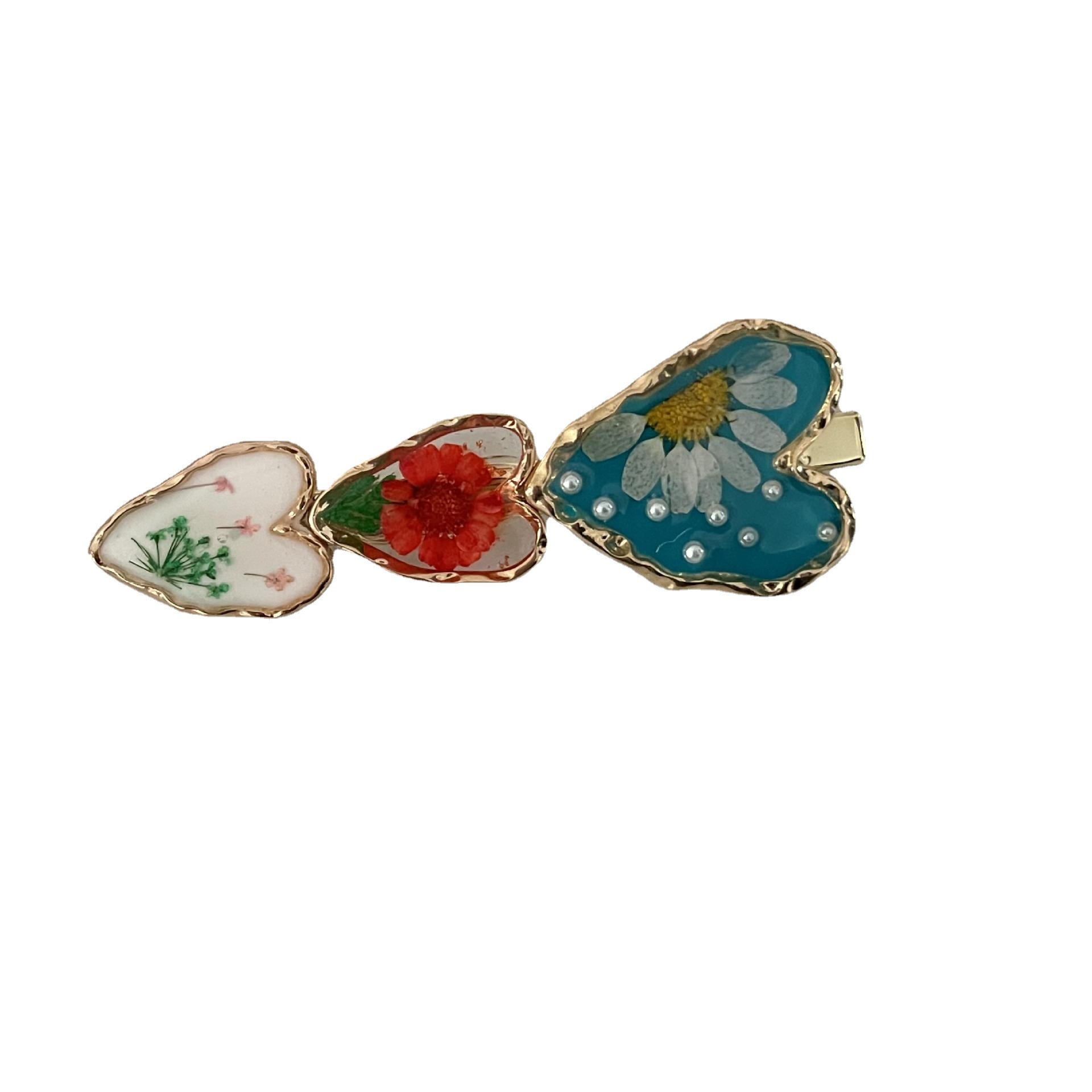 Retro Eternal Flower Heart Pearl Hair Clip photo 2