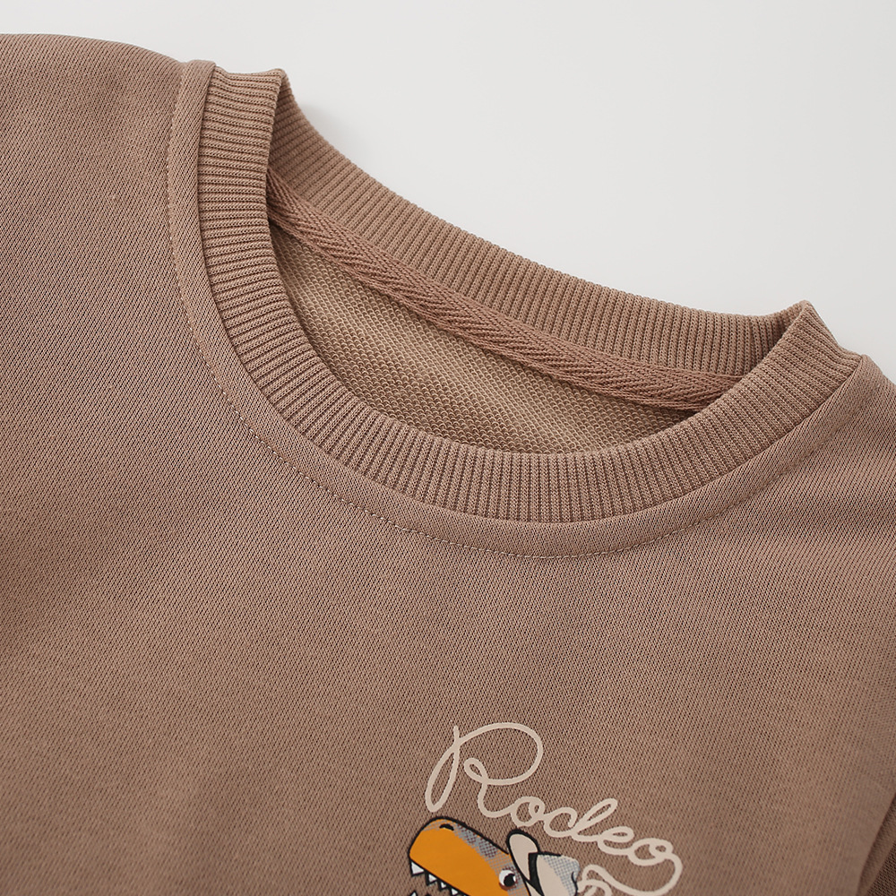 Kids Crew-Neck Cartoon Hoodie With Desert Dinosaur Print photo 5