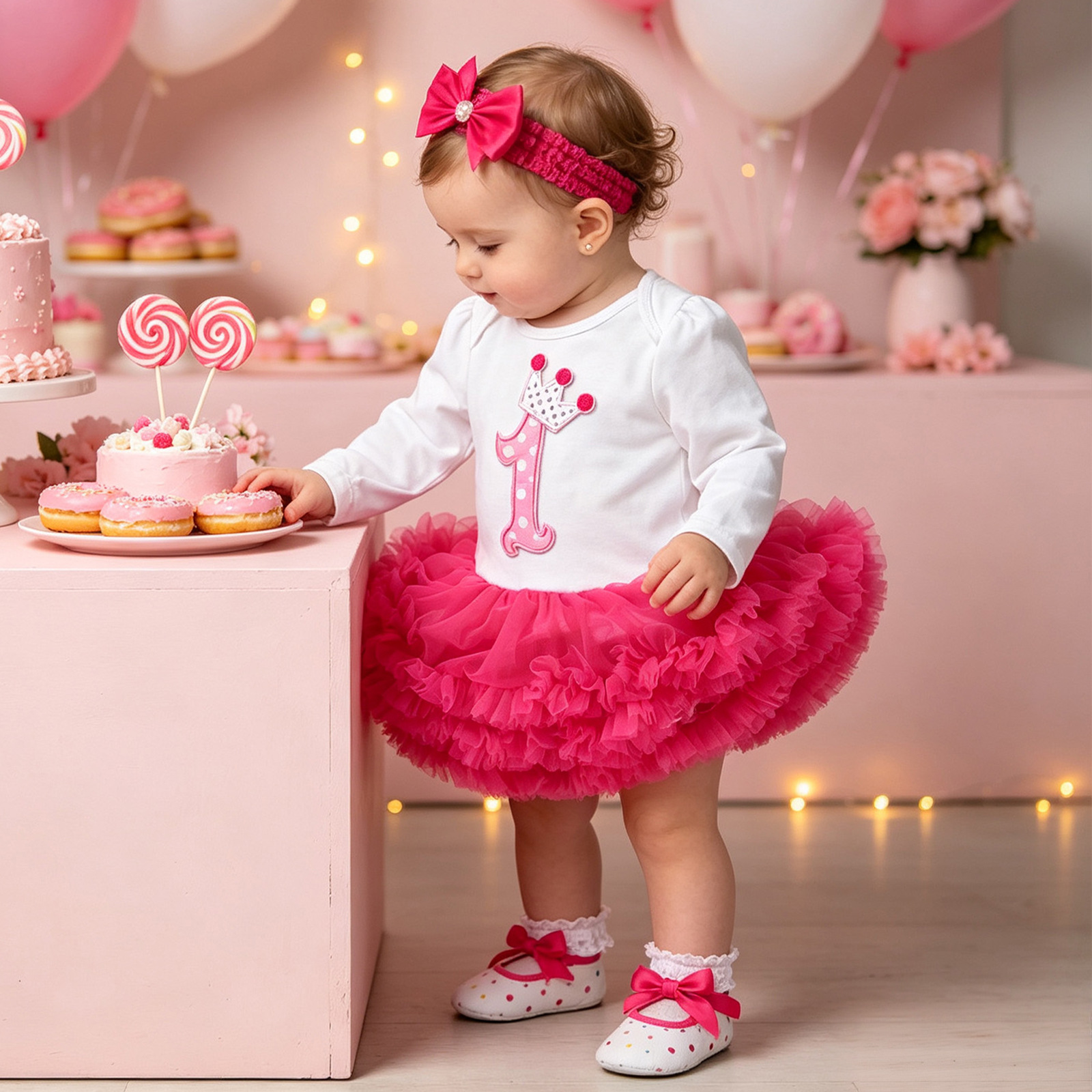 Crown-shaped Tutu Skirt With Mesh And Headband Plus Shoes photo 3