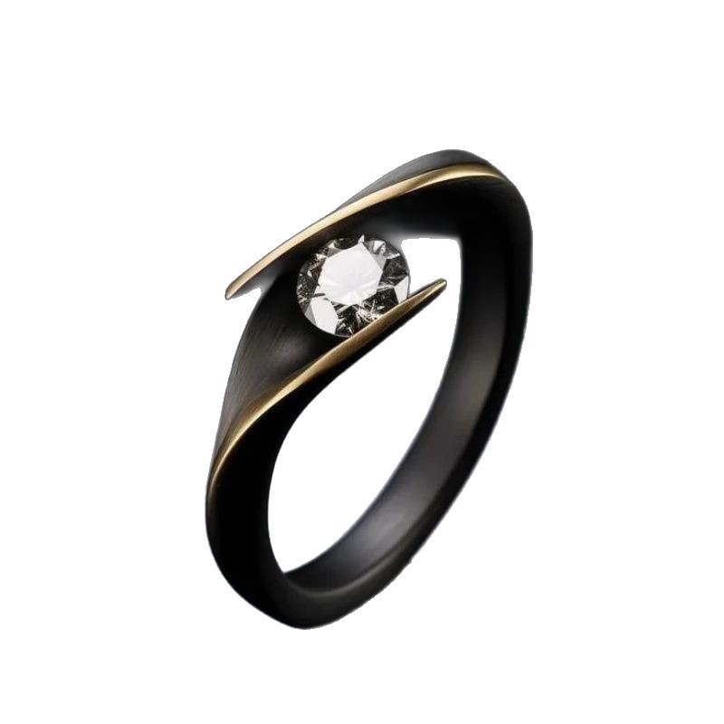 Female Minimalist Retro Creative Diamond Studded Ring photo 2