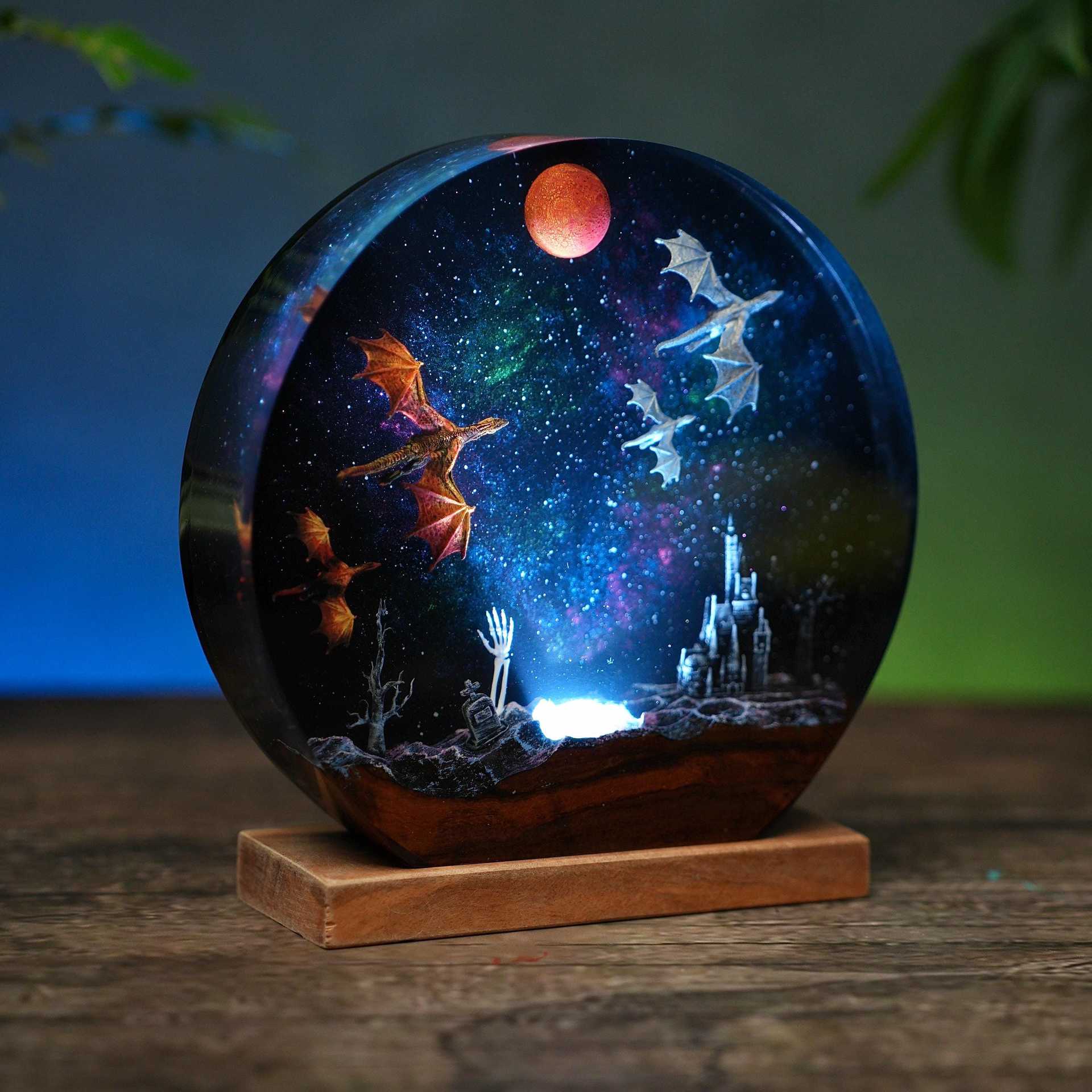 Resin Lamp Ice Dragon And Fire Dragon Personalized Epoxy photo 4