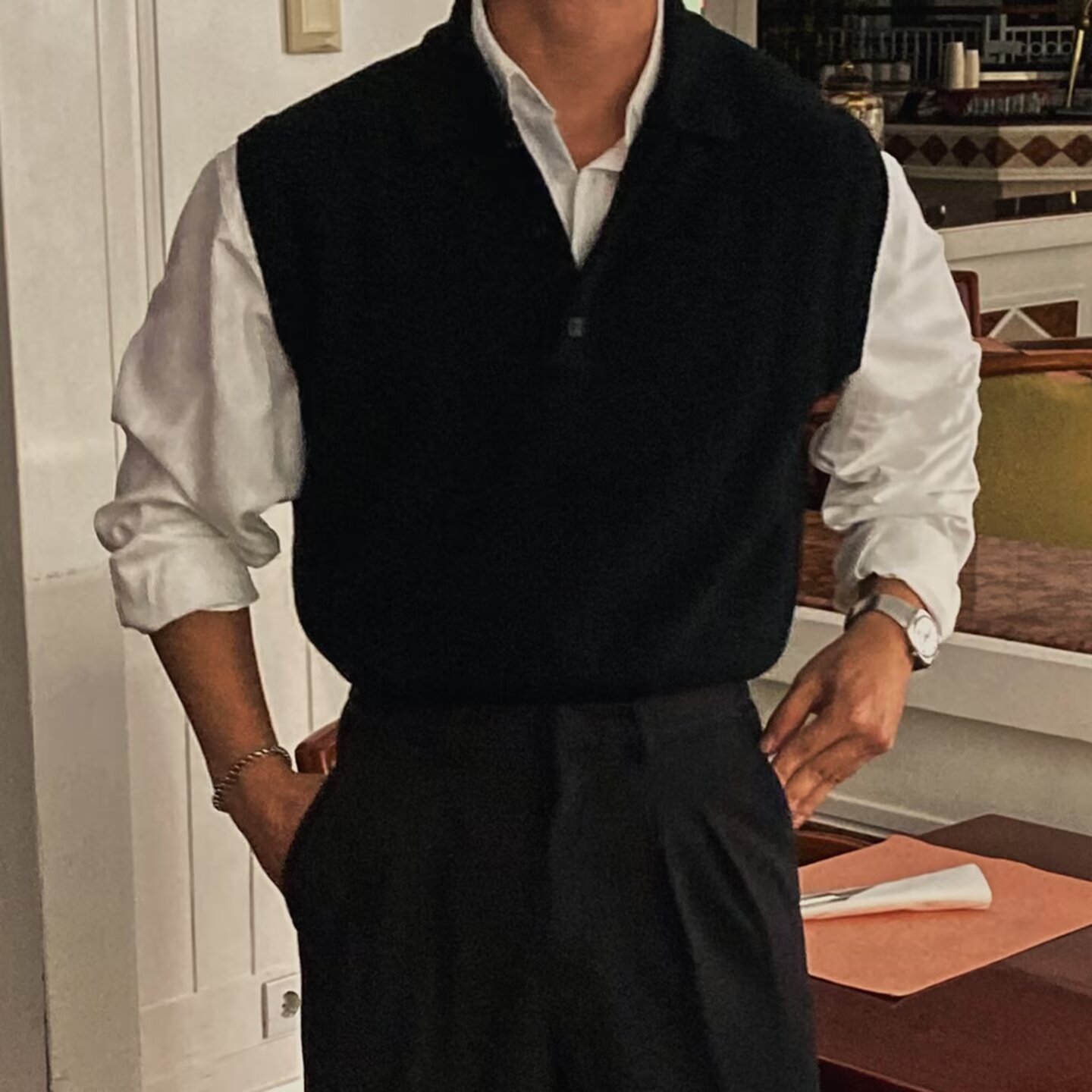 Mens Lapel Vest Business Knitwear Wool photo 2