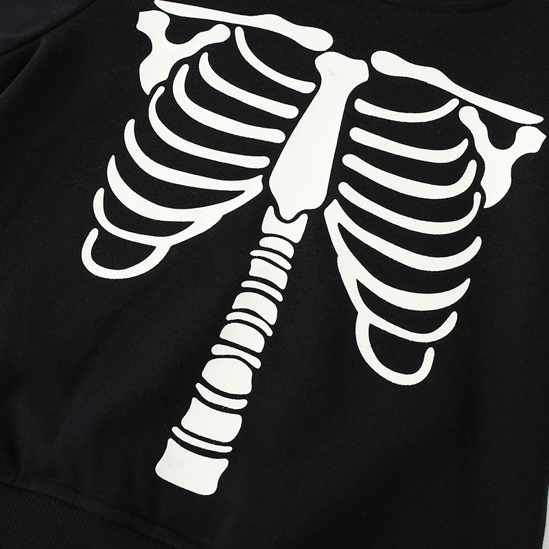 Childrens Luminous Bone-Pattern Hoodie Set photo 2