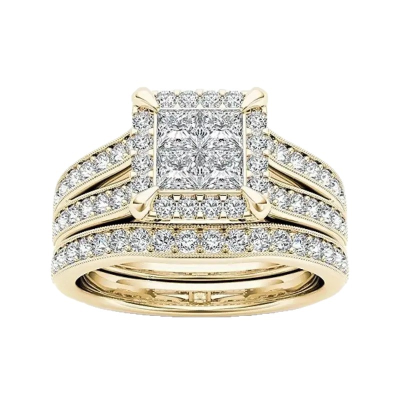 Gold-plated Zircon-inlaid Ring For Women photo 4
