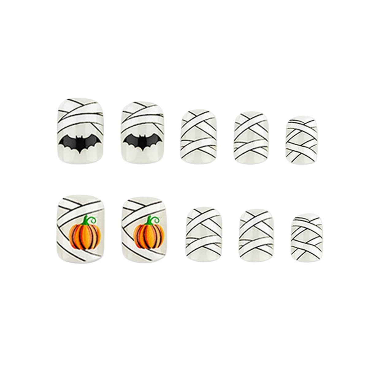 Mummy Bandage Pumpkin Bat Halloween Wearable Nails photo 3