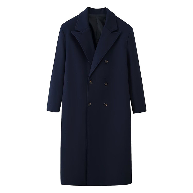 Casual Double-breasted Long Wool Coat photo 6