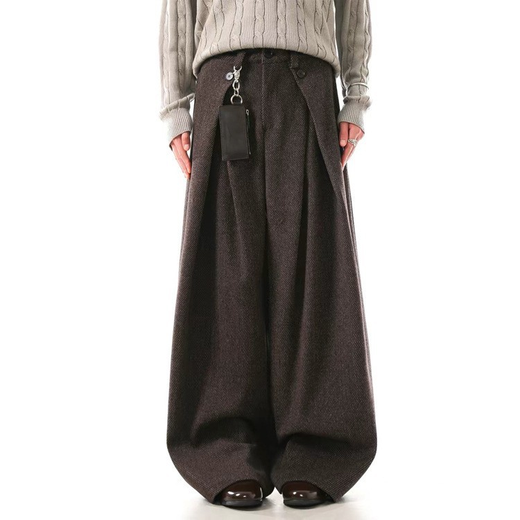 Retro Vintage-style Minimalist A-line Pleated Wool Suit Pants photo 7