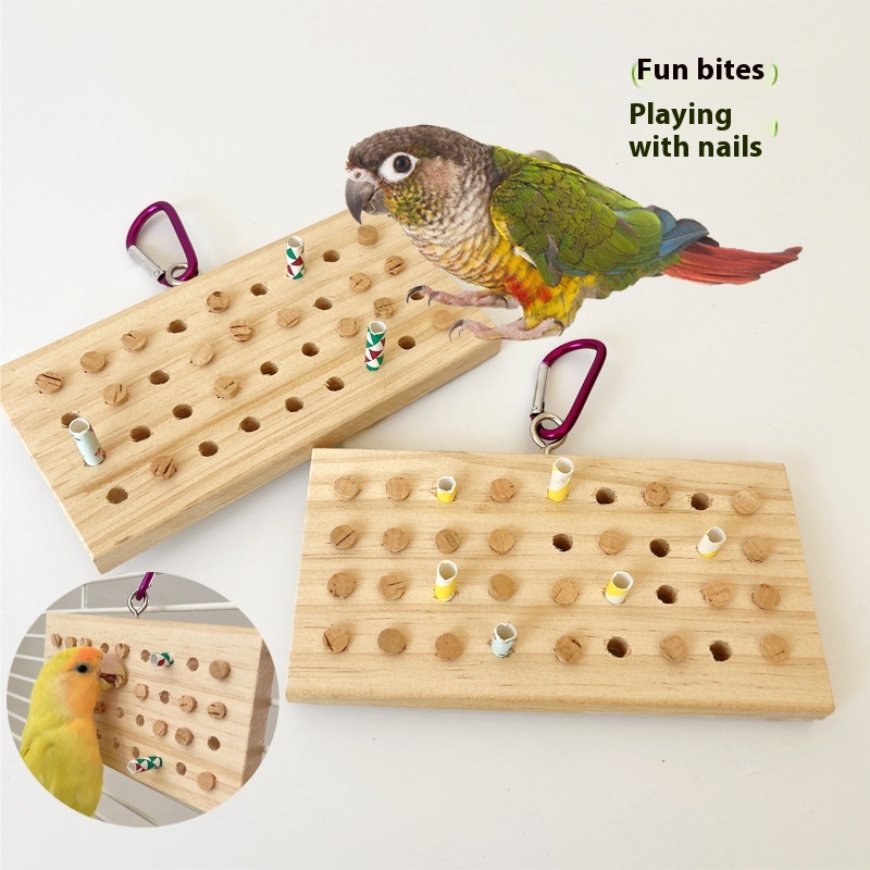 Parrot Toys Training Decompression Hanging Solid Wood Keyboard Toy photo 1