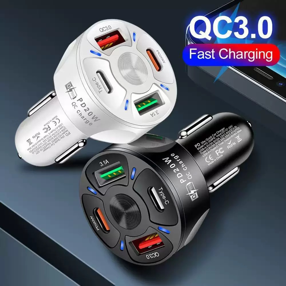 2-USB 2-PD Car Cigarette Lighter Plug Charger photo 3
