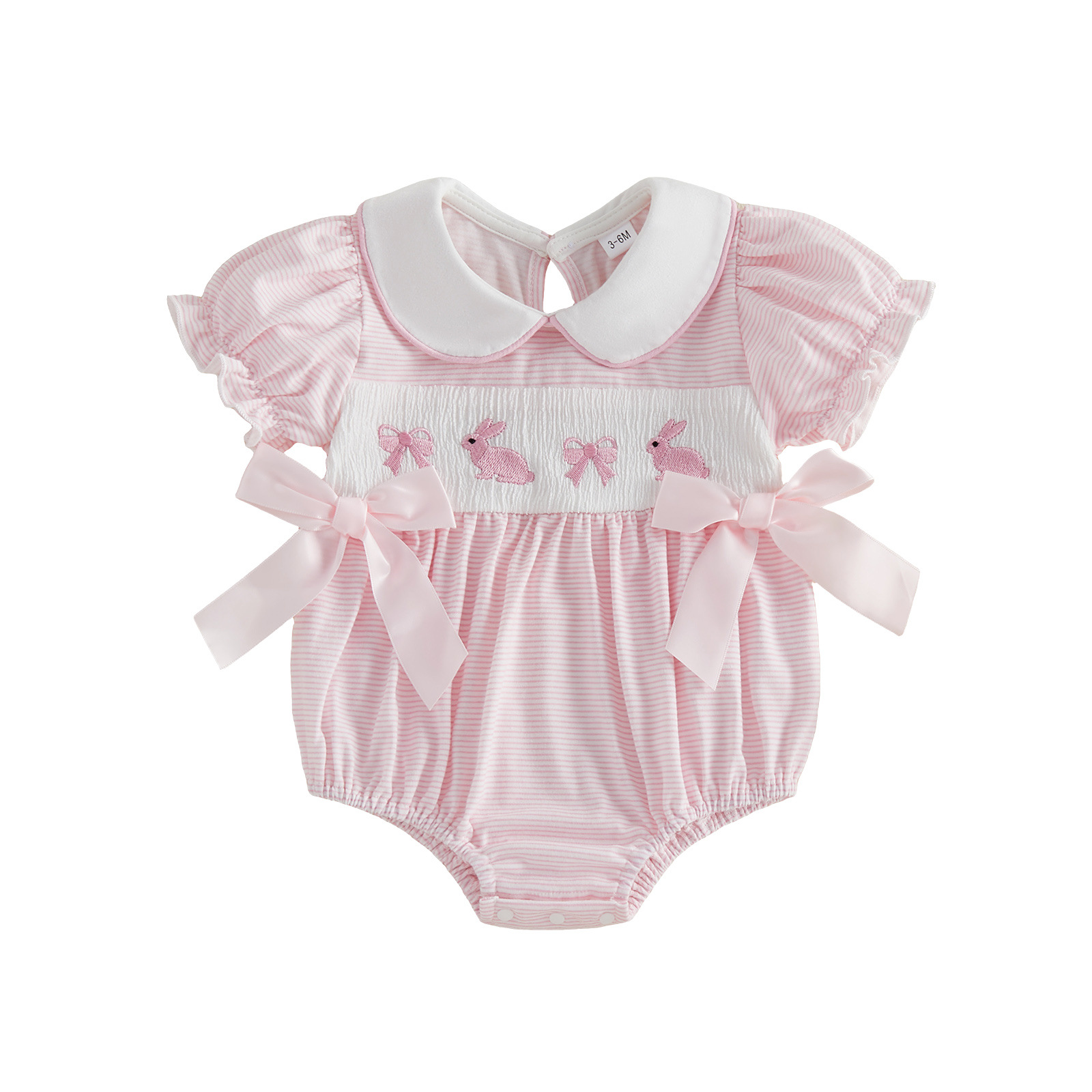 Baby Girl Long-sleeve Romper With A Ruffled Collar photo 3