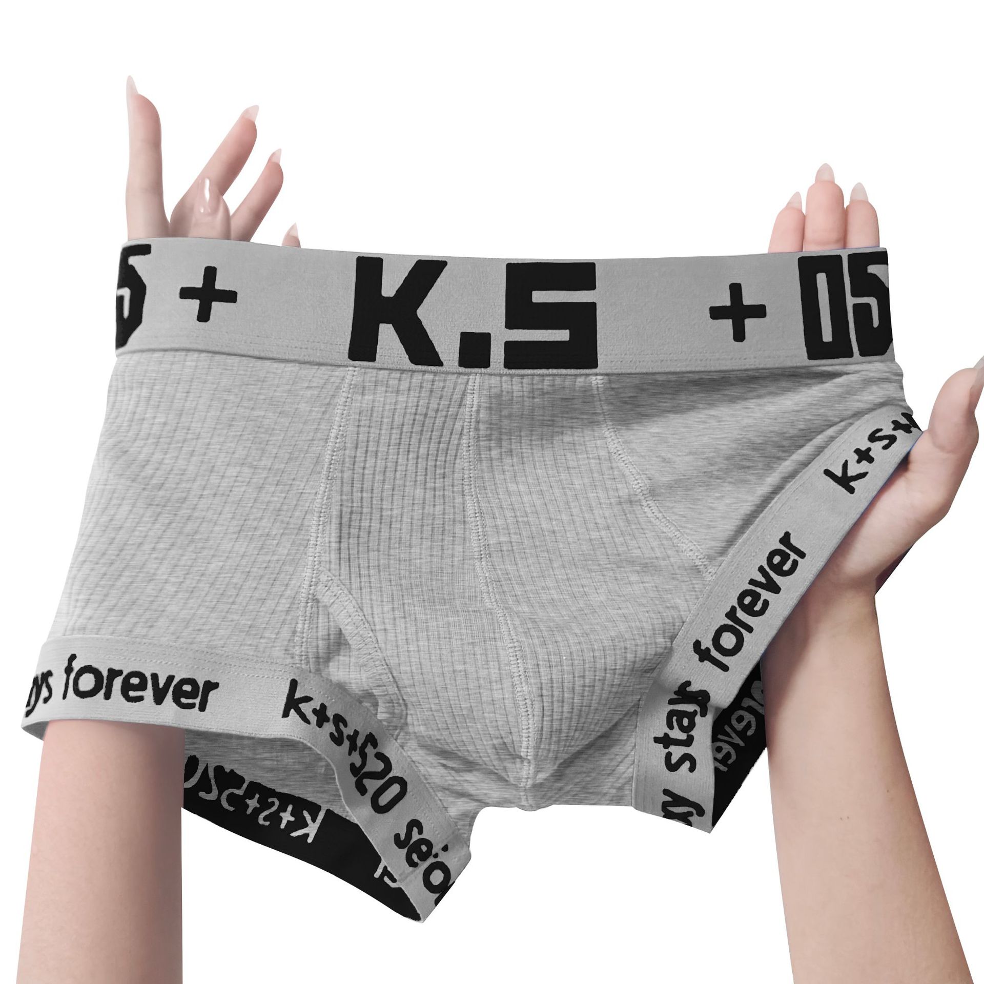 Threaded Cotton Four-corner All-cotton Plus-size Boxer Briefs Shorts photo 3
