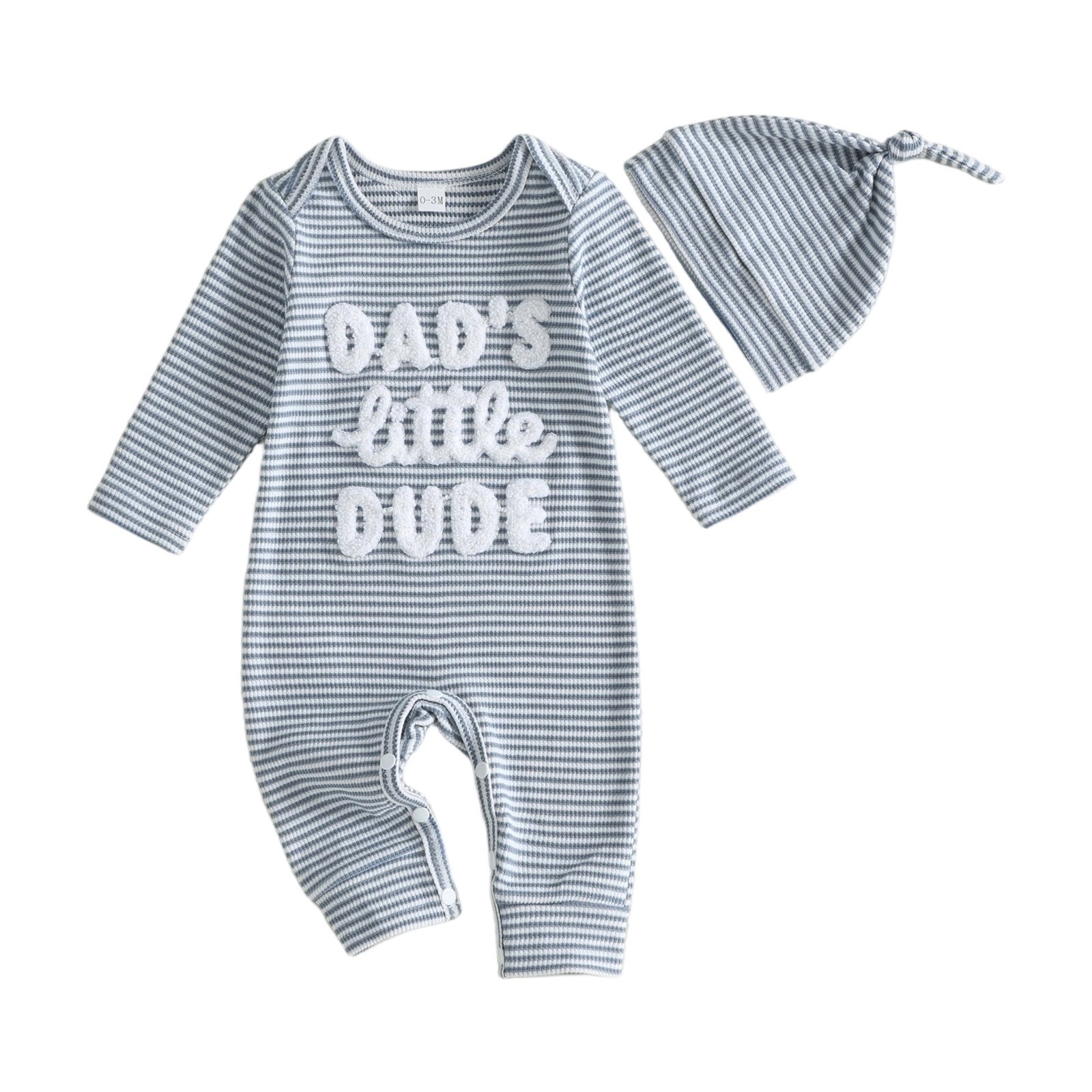 Baby Boygirl Towel-embroidered Striped Long-sleeve Onesie With Hood photo 4