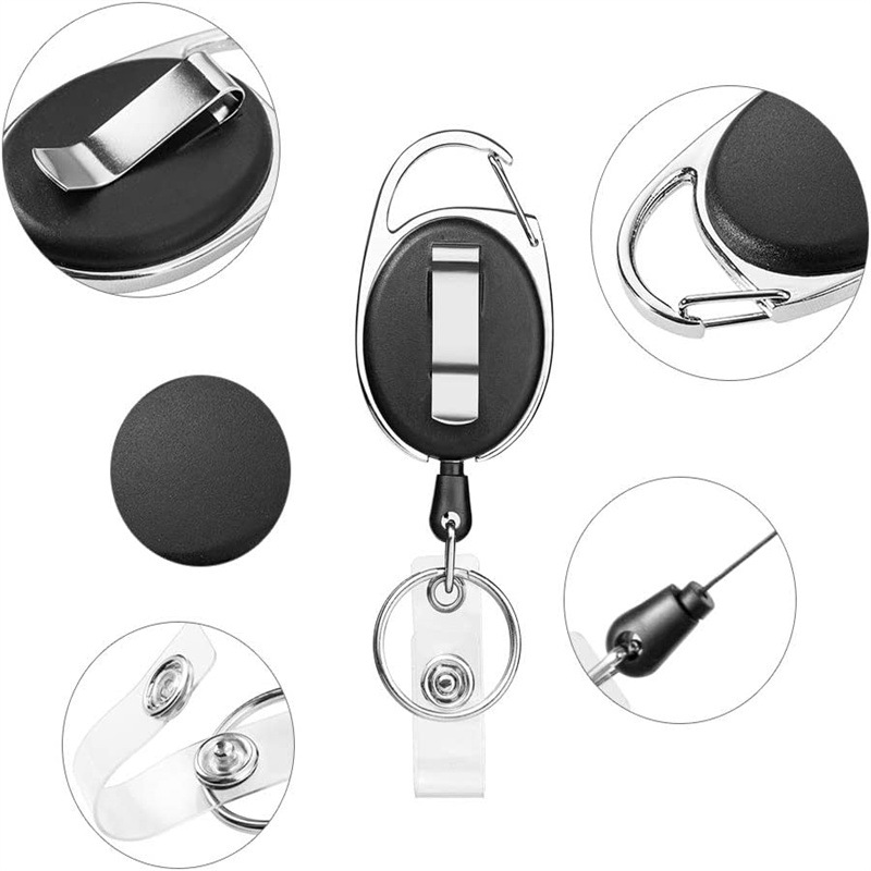 Plastic Vertical Card Holder Black Retractable Badge Clip Reel photo 6