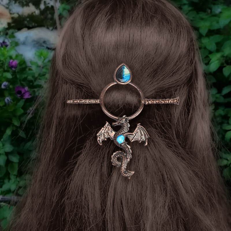 Retro Moonstone Flying Dragon Hair Accessory photo 1