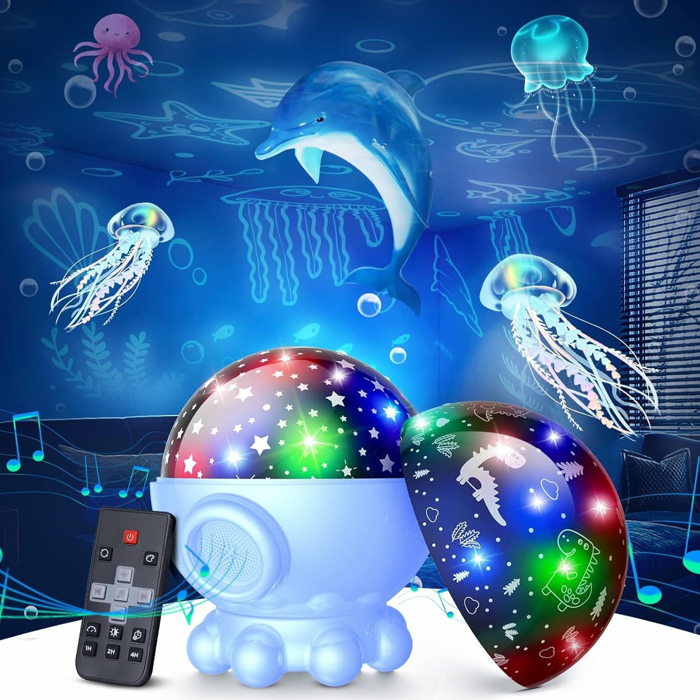Octopus Starry Sky Light RGB Creative Remote Jellyfish Music Projection Lamp photo 2