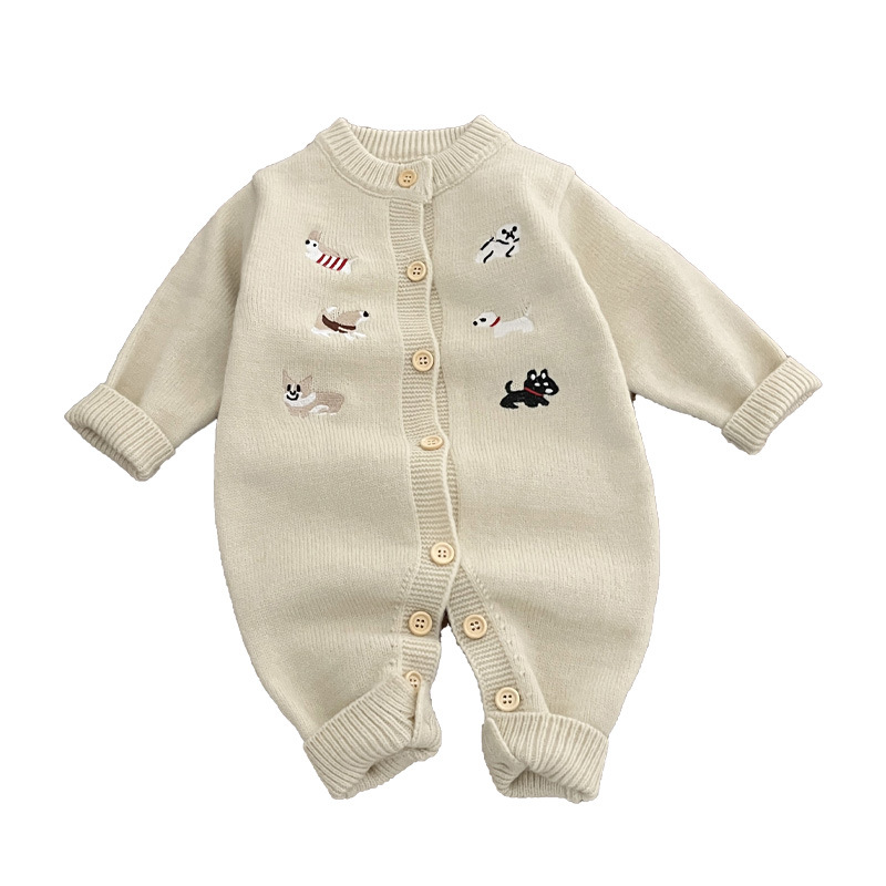 Childrens Embroidered Thickened Knitted Cardigan Romper photo 4