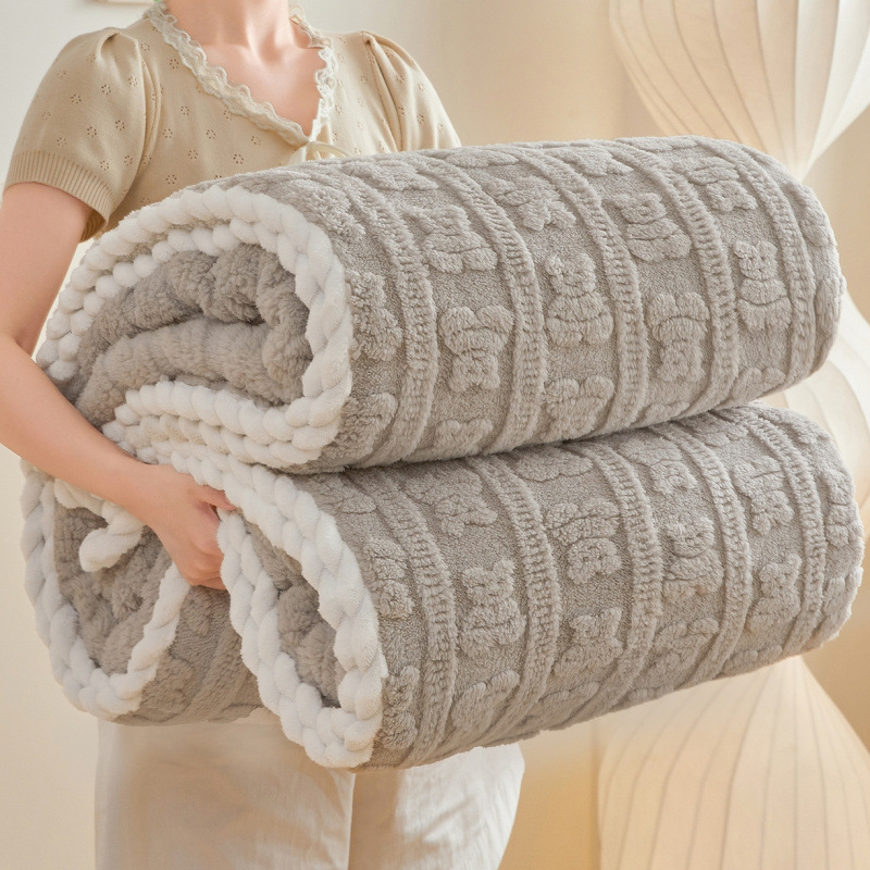 Soft, Skin-friendly Milk Velvet Single-layer Blanket With 3D Embossed Design photo 4