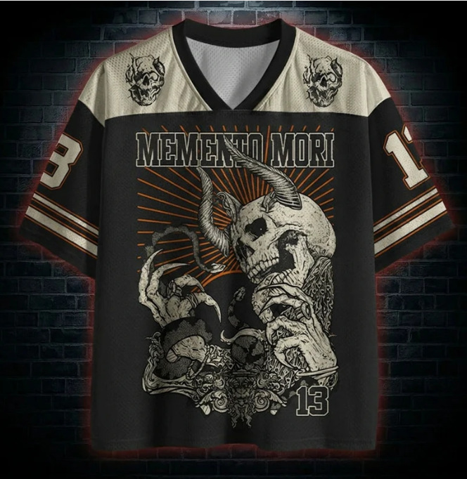 V-neck T-shirt With A Devil Skull Print photo 4