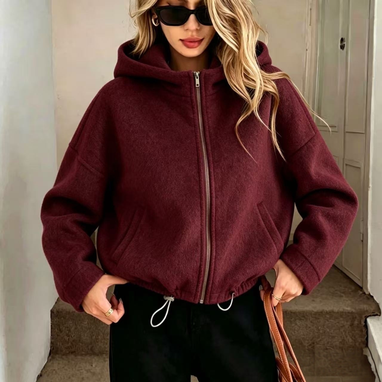 Short Hooded Wool Coat photo 2