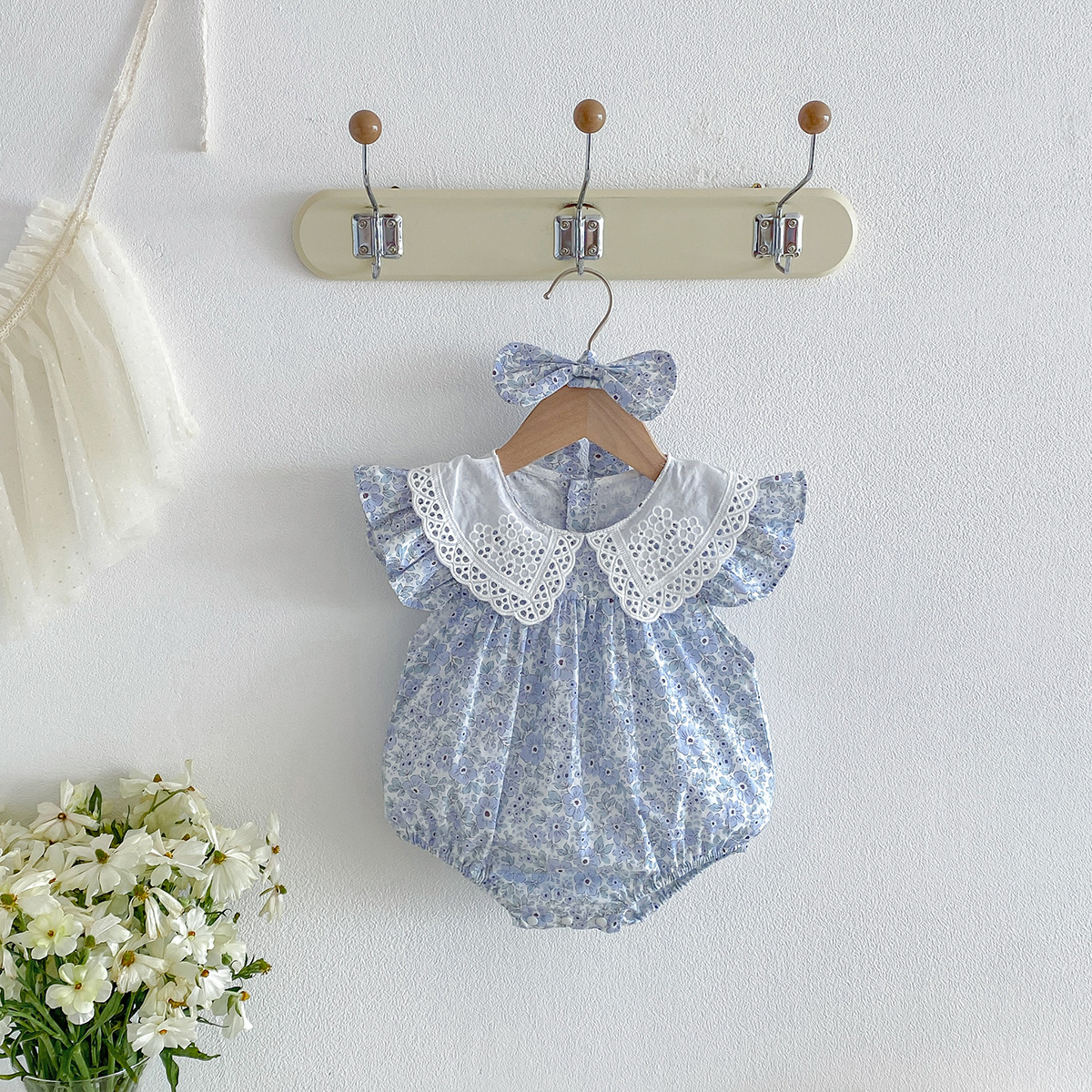 Summer Lightweight Baby Romper Summer Floral Fragments photo 5