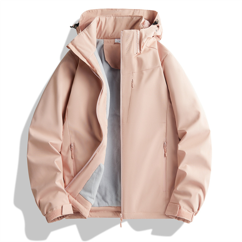 Couple Single-layer Jacket Windproof Sports Fleece-lined Padded Overalls photo 8