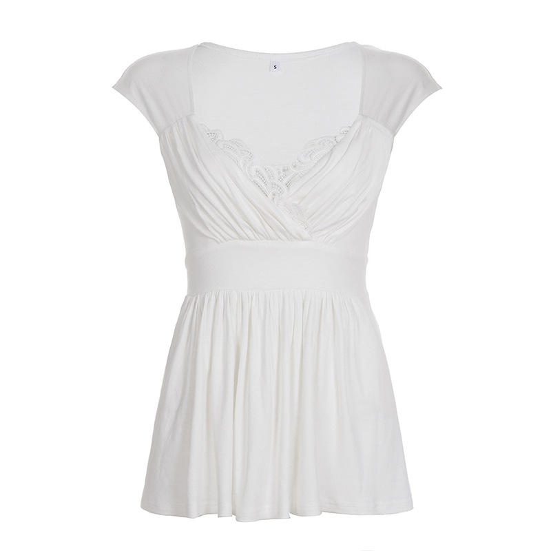 Women's White Lace-mesh Knitted Top photo 5