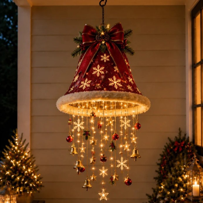 Christmas Hanging Hat Decor Lamp 3D-Printed Christmas Hat Chandelier photo 4