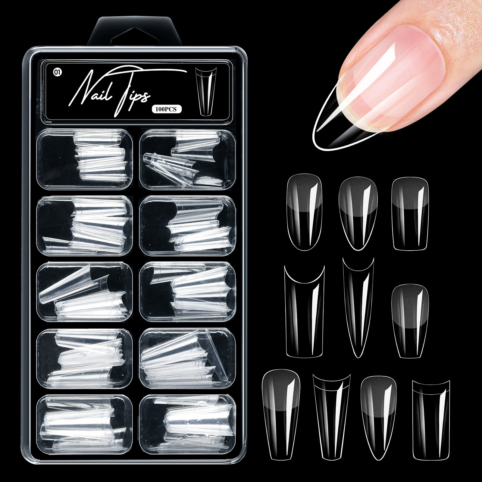 No carving Sanding100-piece Box Of Protective Nail Tips photo 1