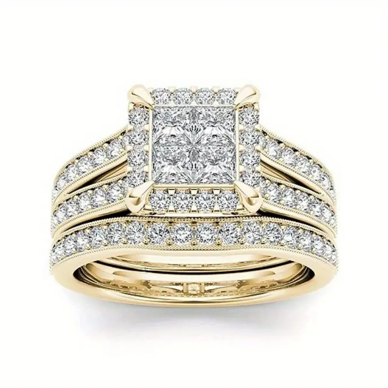 Gold-plated Zircon-inlaid Ring For Women photo 3