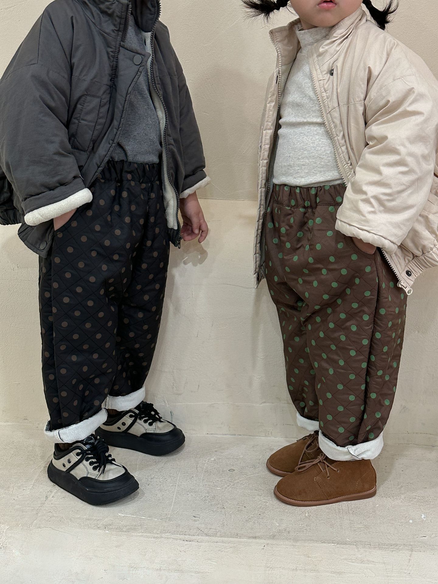 Warm Polka Dot Fleece Polyester Kids Pants photo 3