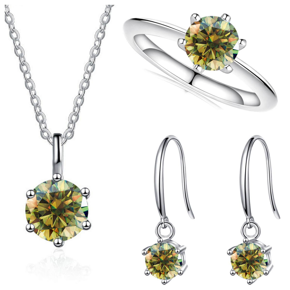 3-Carat Sterling Silver Moissanite Jewelry Set photo 6