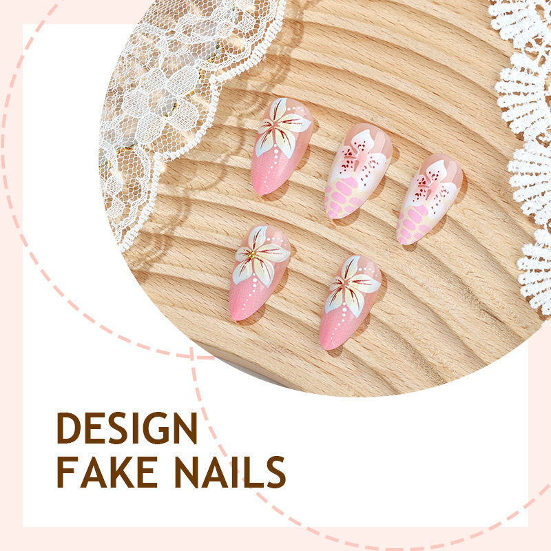 3D Textured Flower Wearable Nail Tips Nail Stickers photo 5