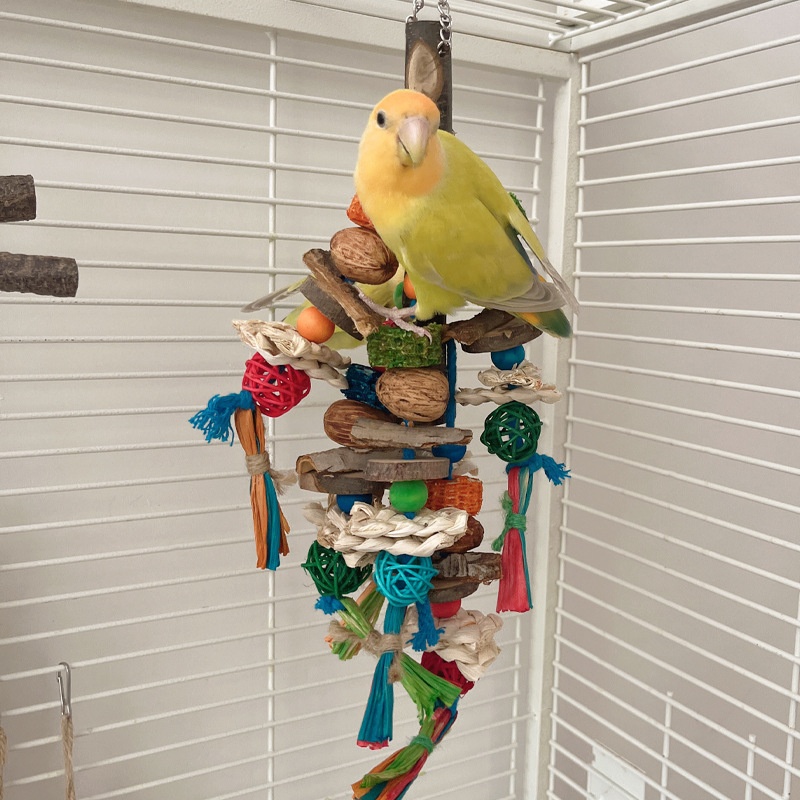 Parrot Toy Bird Decompression Relieving Stuffy Natural Material Tearing Toy Color String Combination photo 7