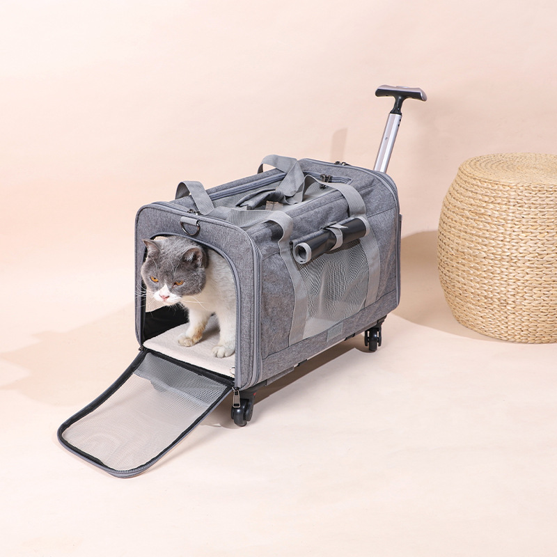 Breathable, Foldable Cat Carrier With A Pull Handle For Outdoor Pet Transport photo 5